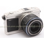 OLYMPUS E-P1 PEN MICRO FOUR THIRDS DIGITAL CAMERA KIT SILVER W/ 14-42MM M.ZUIKO BLACK LENS USED-MINT with VF-1 FINDER & FL-14 FLASH